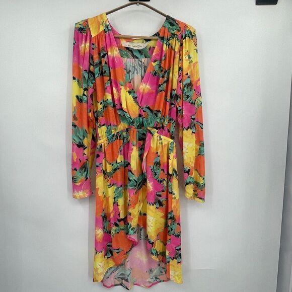 Jen‘s Pirate Booty Multicolor Elastic Waist Fire Floral Mini Dress Medium - Picture 1 of 9